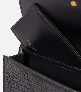 Saint Laurent Uptown croc-effect leather wallet on chain