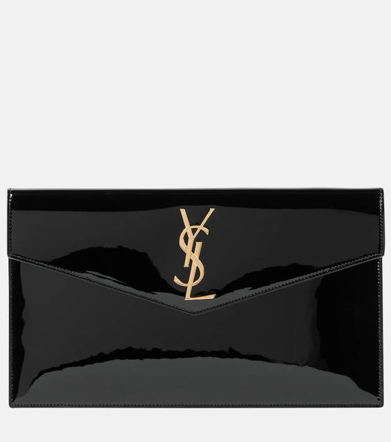 Saint Laurent Uptown patent leather clutch. Shop Saint Laurent Clutches for women now.