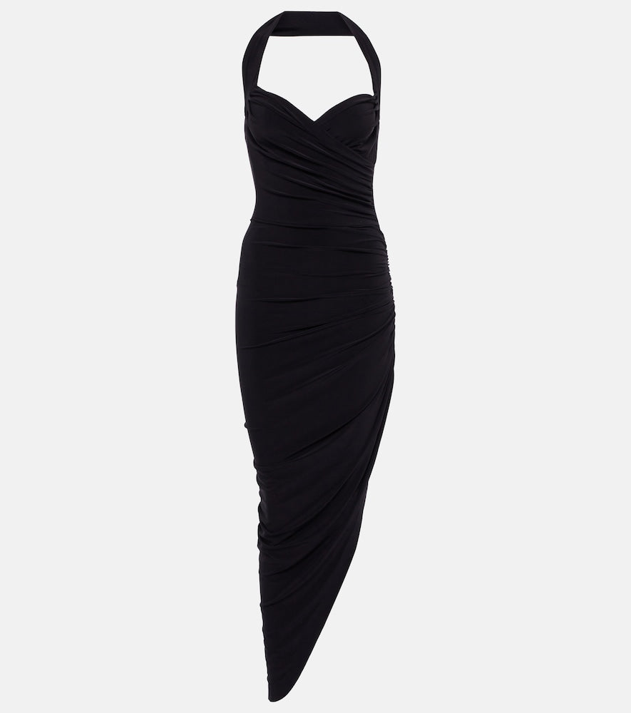 Norma Kamali Cayla halterneck ruched midi dress. Norma Kamali Cayla 挂脖褶饰中长连衣裙