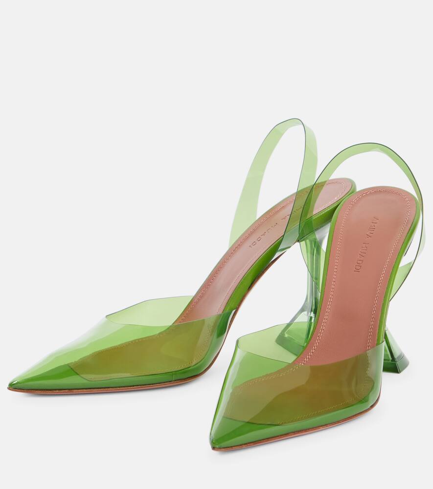 Amina Muaddi Holli Glass PVC slingback pumps