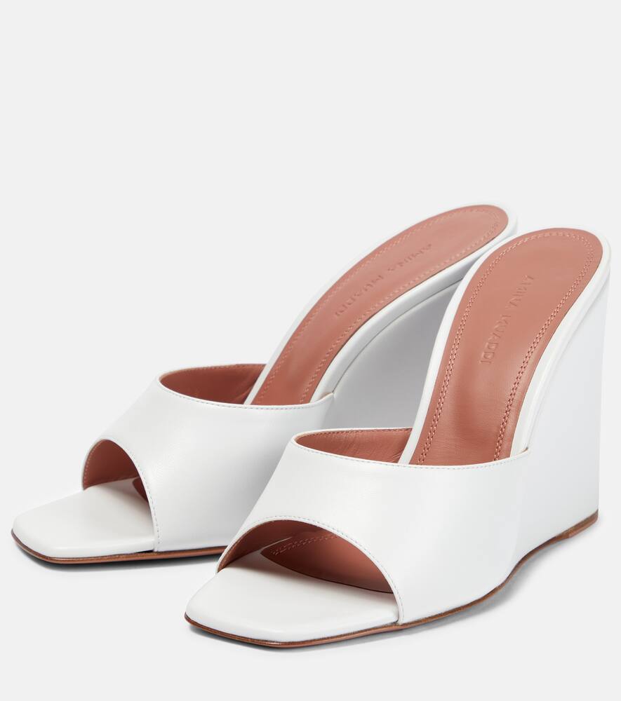 Amina Muaddi Lupita leather wedge mules