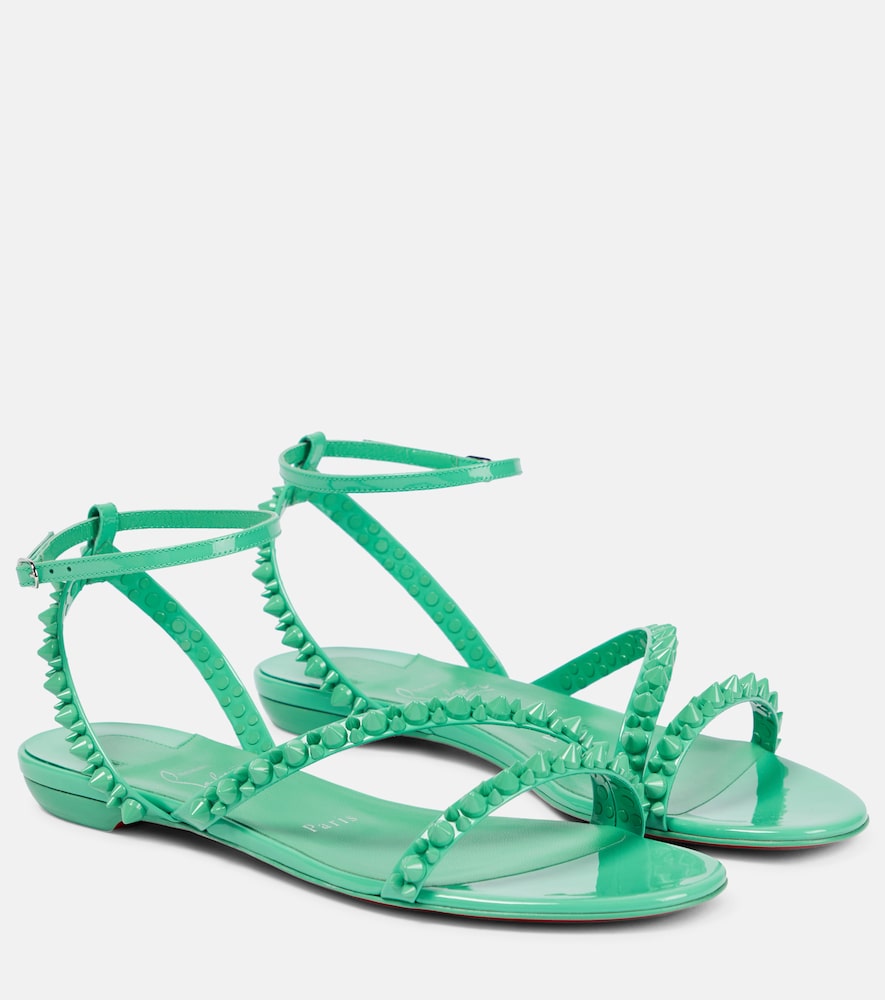 Green Christian Louboutin Mafaldina Spikes leather sandals - Flat Sandals