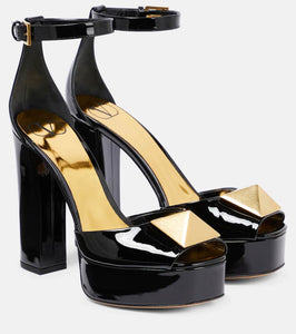 Valentino Garavani One Stud patent leather platform sandals