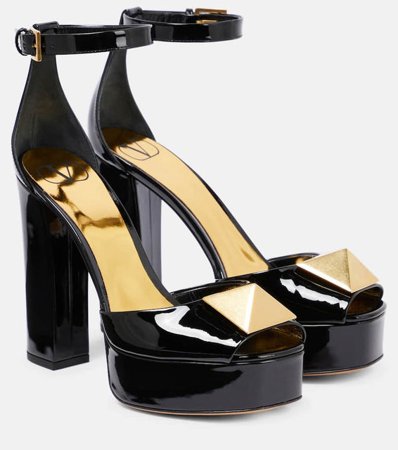 Valentino Garavani One Stud patent leather platform sandals
