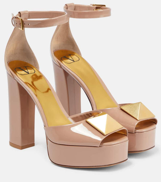 Valentino Garavani One Stud patent leather platform sandals