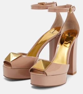 Valentino Garavani One Stud patent leather platform sandals