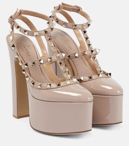 Valentino Garavani Rockstud patent leather platform pumps