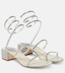 Rene Caovilla Cleo 45 embellished satin sandals