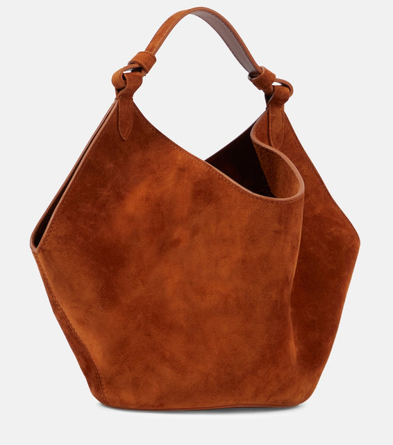 Khaite Lotus Mini suede tote bag. Shop Khaite Top-Handle Bags for women now.