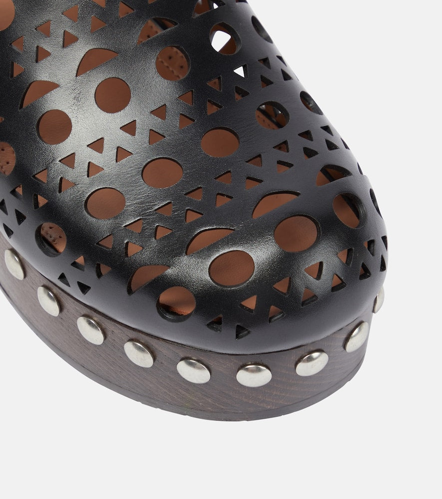 Alaia Laser-cut leather clogs
