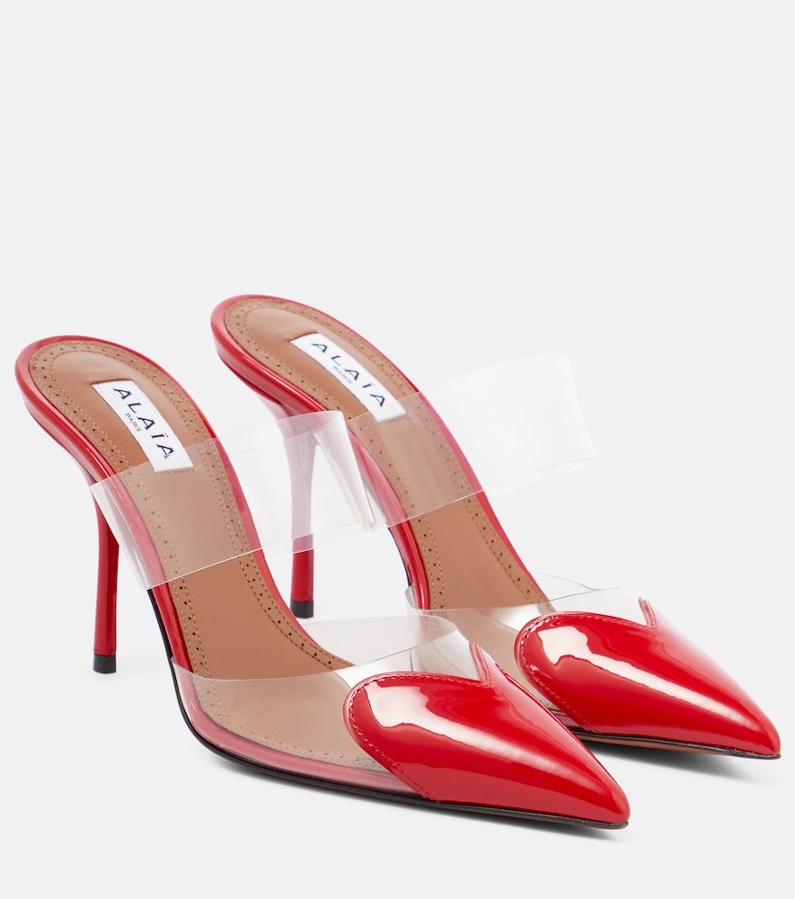 Alaia C√Ö¬ìur patent leather and PU mules - Alaia C√Öìur 漆皮 PU 穆勒鞋
