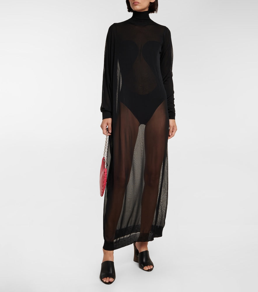 Alaia Sheer high-neck maxi dress