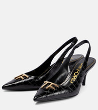 Tom Ford Croc-effect leather slingback pumps