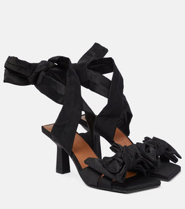 Ganni Bow-trimmed lace-up sandals
