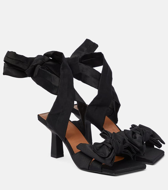 Ganni Bow-trimmed lace-up sandals