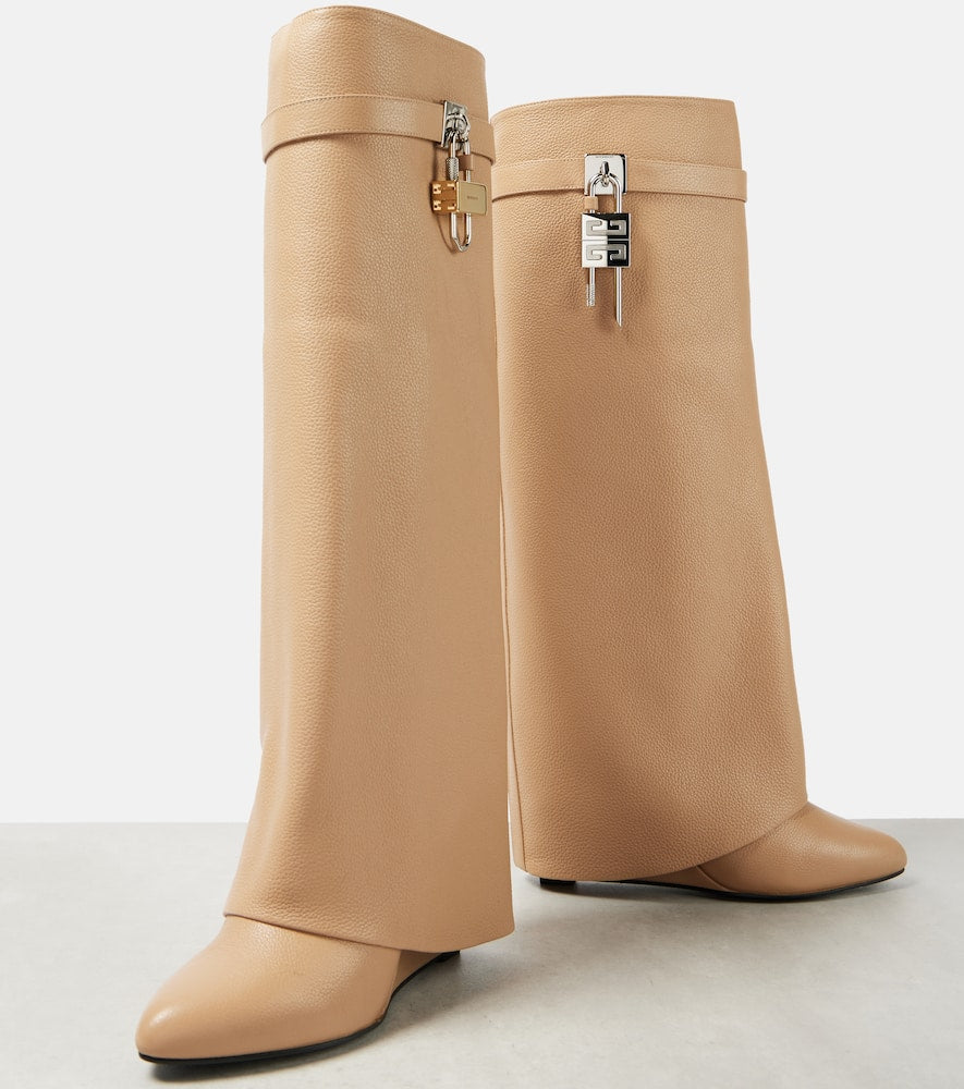 Givenchy Shark Lock leather knee-high boots
