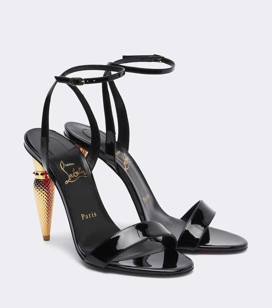 Black Christian Louboutin Lipqueen 100 patent leather sandals - High-Heel Sandals