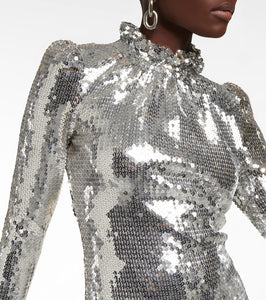 Rabanne Ruffle-trimmed sequined minidress