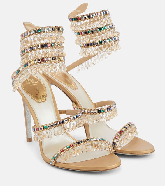 Rene Caovilla Chandelier embellished satin sandals