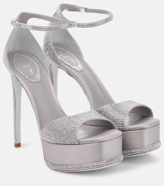 Rene Caovilla Embellished satin platform sandals
