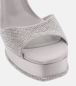 Rene Caovilla Embellished satin platform sandals