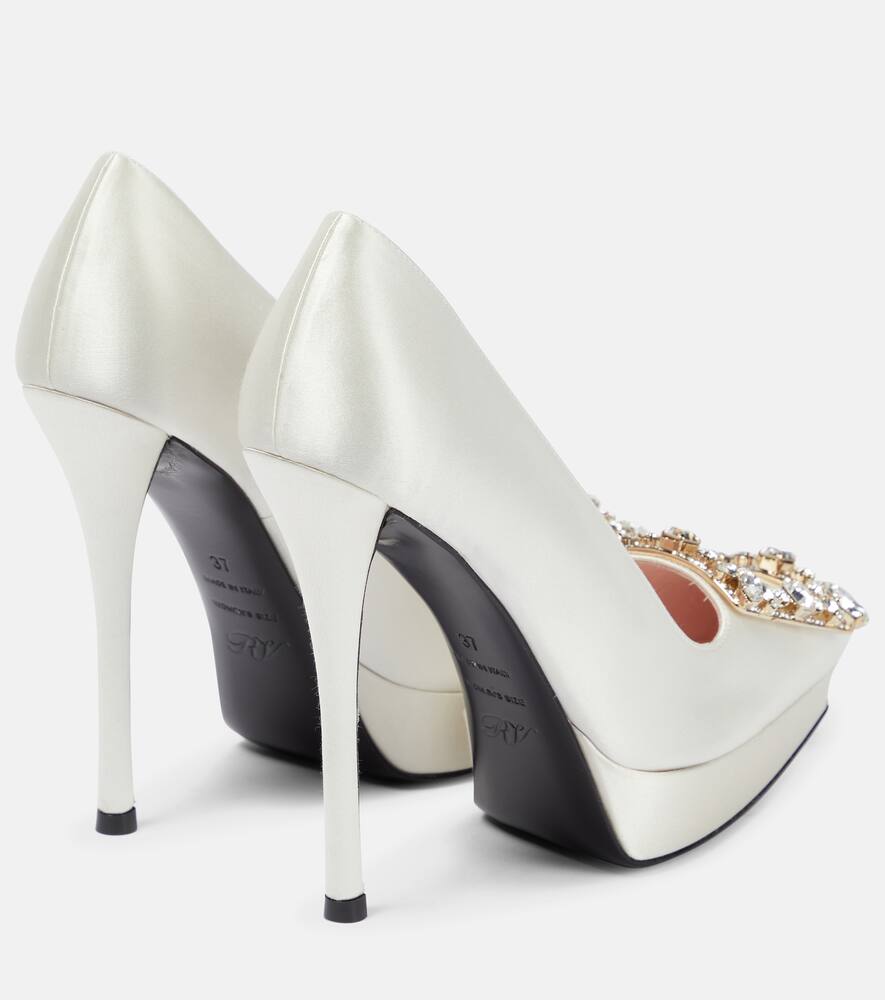 Roger Vivier Flower Strass satin platform pumps