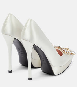 Roger Vivier Flower Strass satin platform pumps