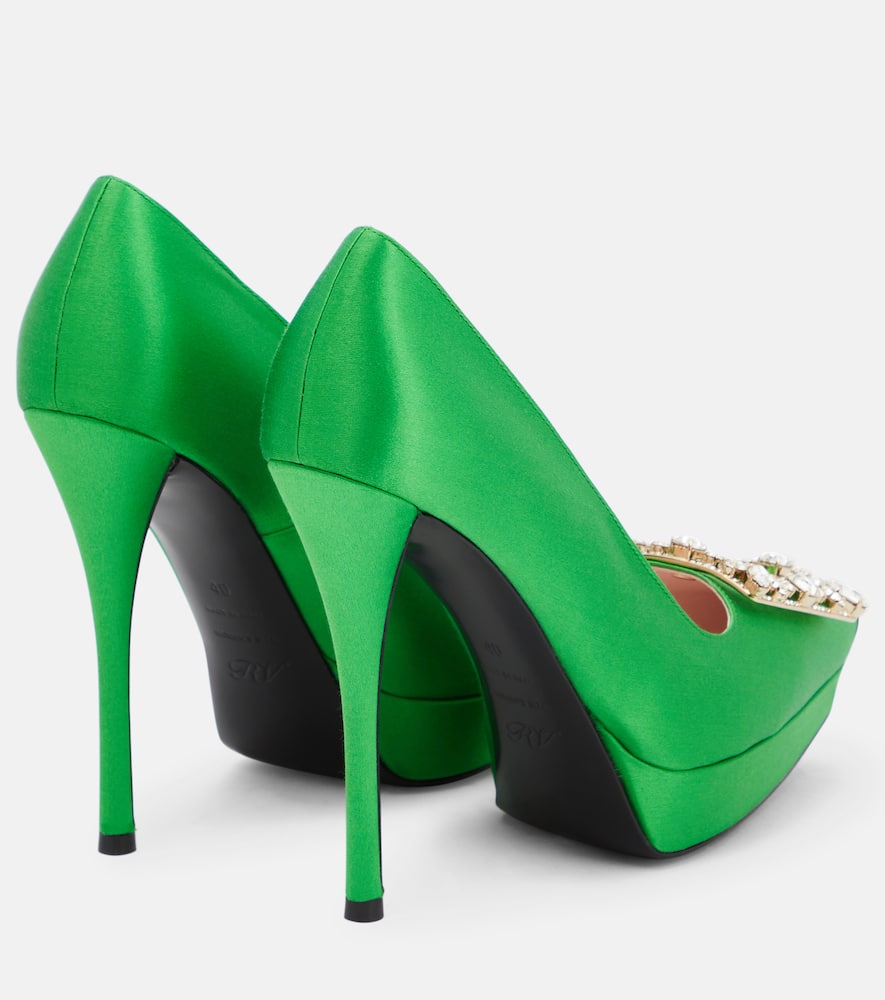 Roger Vivier Flower Strass satin platform pumps