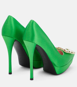 Roger Vivier Flower Strass satin platform pumps