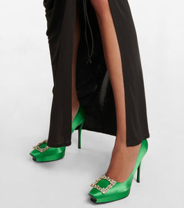 Roger Vivier Flower Strass satin platform pumps