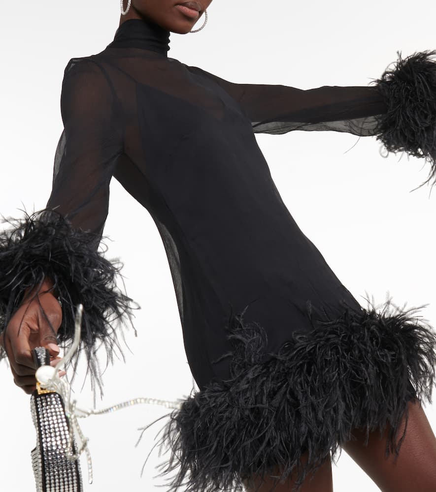 Taller Marmo Feather-trimmed minidress