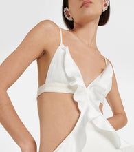 David Koma Ruffle-trimmed asymmetrical cutout midi dress