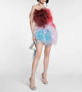 The Attico Keri feather-embellished minidress