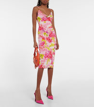 Versace Logo floral crêpe midi dress