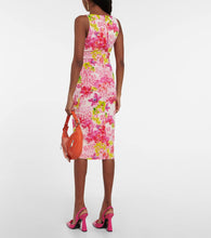 Versace Logo floral crêpe midi dress