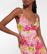 Versace Logo floral crêpe midi dress
