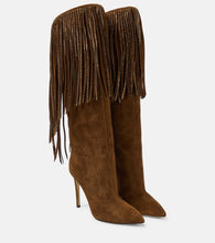 Paris Texas Fringed embellished suede knee-high boots - Paris Texas 流苏装饰麂皮过膝长靴