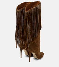Paris Texas Fringed embellished suede knee-high boots