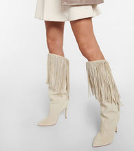 Paris Texas Fringed embellished suede knee-high boots