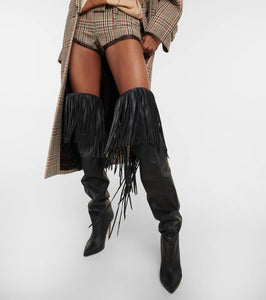 Paris Texas Fringed leather over-the-knee boots