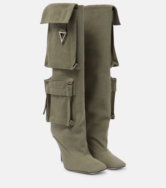 The Attico Sienna canvas knee-high boots