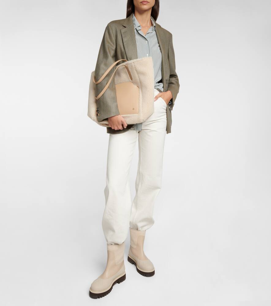 Loro Piana Sesia Large shearling tote bag