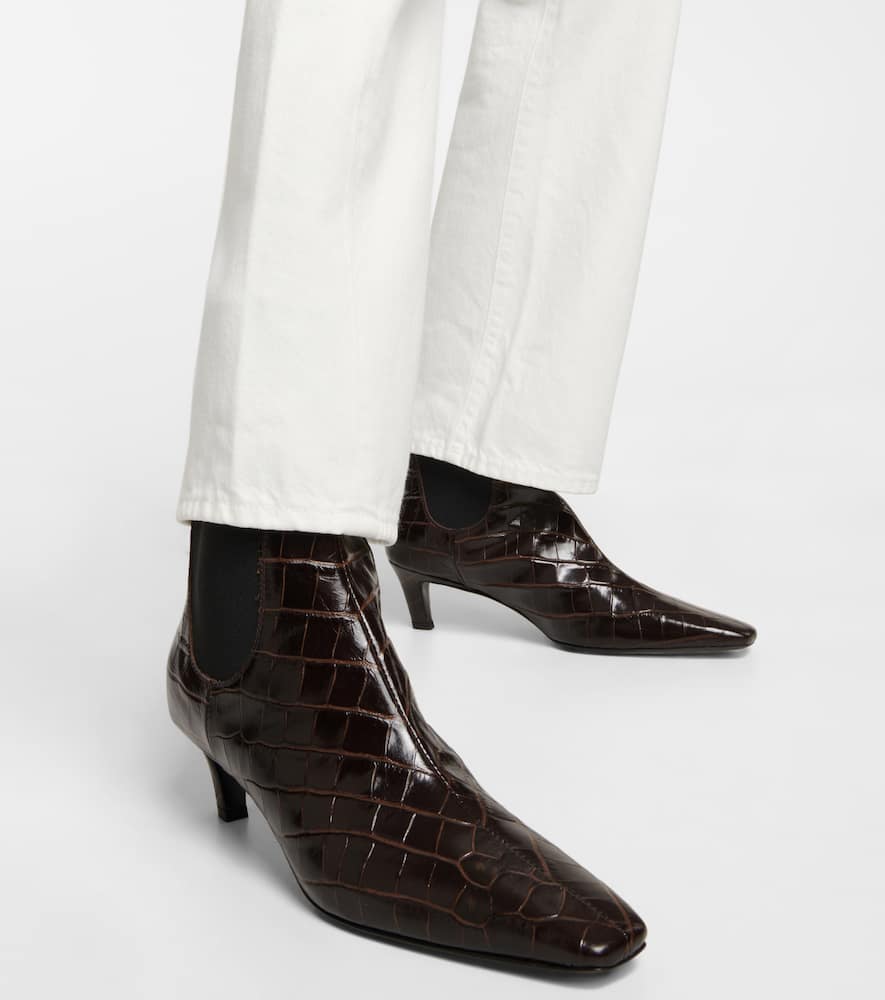 Toteme Croc-effect leather ankle boots