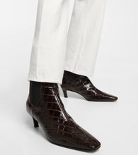 Toteme Croc-effect leather ankle boots
