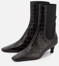 Toteme Croc-effect leather ankle boots