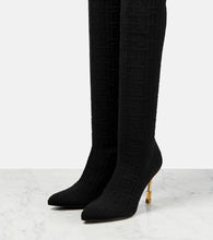 Balmain Moneta monogram mesh over-the-knee boots