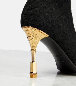 Balmain Moneta monogram mesh over-the-knee boots