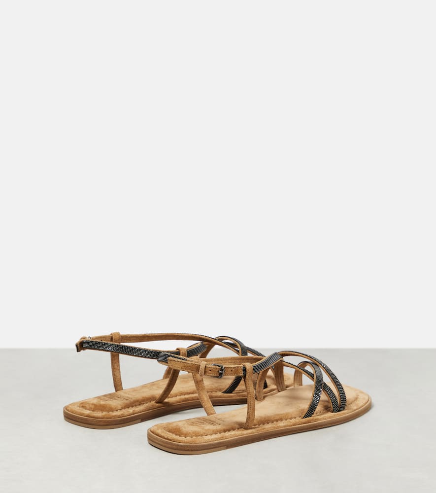 Brunello Cucinelli Monili-embellished suede sandals