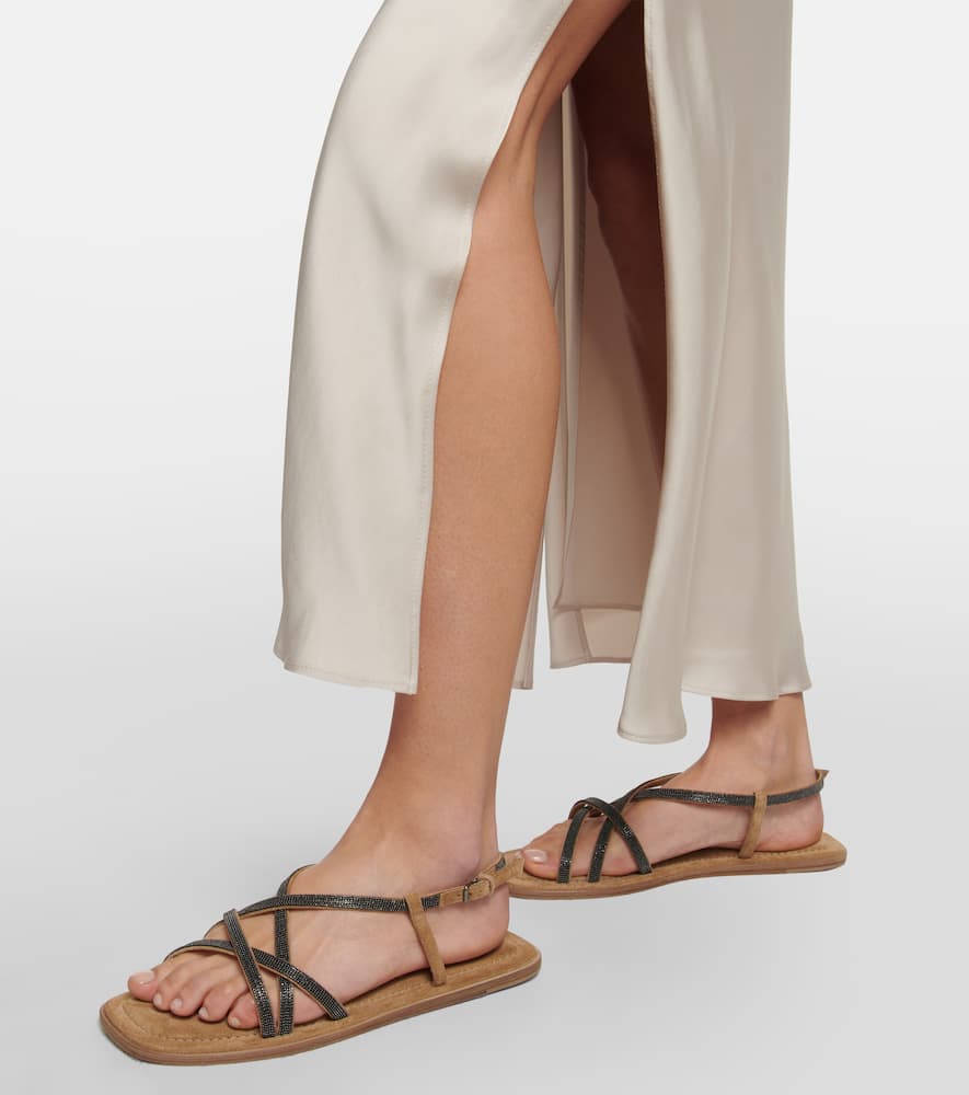 Brunello Cucinelli Monili-embellished suede sandals