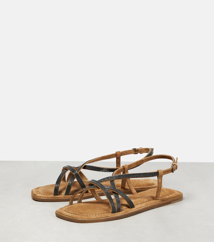Brunello Cucinelli Monili-embellished suede sandals